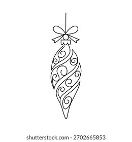 Balança de Natal com desenho de linha de padrão de floco de neve. Ilustração de arte de linha