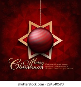 Christmas bauble and star on abstract background
