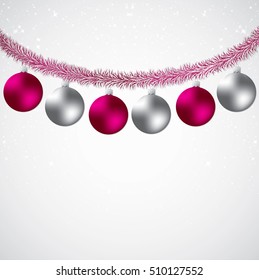 Christmas bauble and tinsel starry background in vector format.