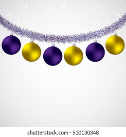 Christmas bauble and tinsel starry background in vector format.