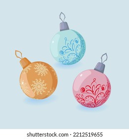 Christmas bauble. Vector flat illustration in cartoon style.