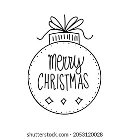 Navidad bauble Vector dibujó a mano doodle ilustración de adorno lindo estilo doodle. La decoración de los árboles de Año Nuevo y Navidad aislados en el fondo blanco. Elemento de diseño, plantilla de tarjeta de saludo.