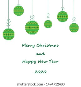christmas bauble vector icons set.
Pixel Christmas ball for games and applications