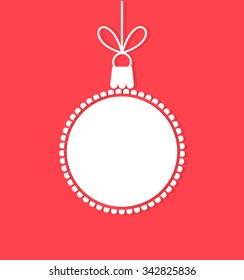 Christmas bauble white tag. Vector illustration