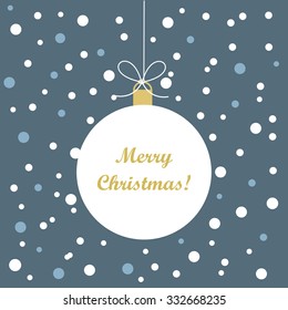 Christmas bauble in winter sky. Vector illustration