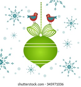 Christmas bauble,bow,snowflakes bird - copyspace 