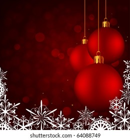 christmas baubles card, vector