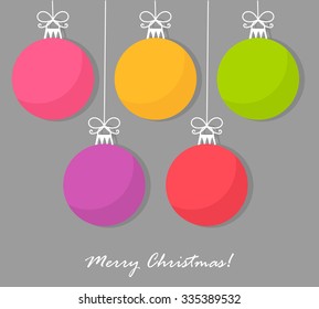 Christmas baubles card. Vector illustration