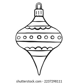 Christmas baubles. Decoration isolated elements. Hand drawn vector illustration.