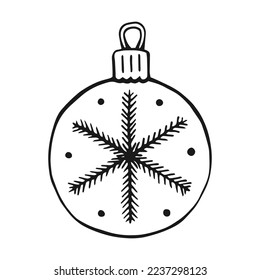 La Navidad se balancea. La decoración está aislada. Ilustración vectorial dibujada a mano.