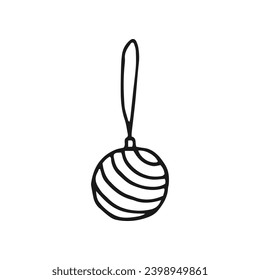 Christmas baubles. Decoration isolated elements. Hand drawn vector illustration.