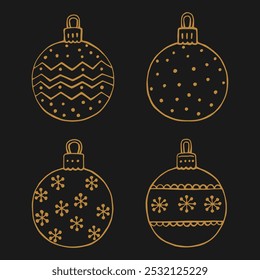 Christmas baubles. Decoration isolated elements. Hand drawn vector illustration.
