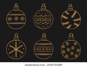 Christmas baubles. Decoration isolated elements. Hand drawn vector illustration.