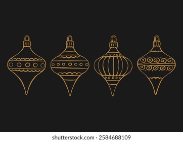 Christmas baubles. Decoration isolated elements. Hand drawn vector illustration.