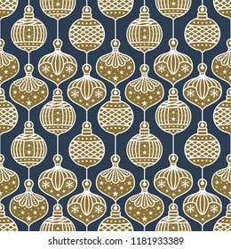 christmas baubles decoration seamless pattern background vector illustration