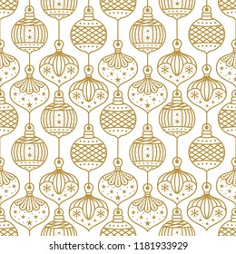 christmas baubles decoration seamless pattern background vector illustration