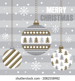 Christmas baubles and decorations for christmas card, gift bag or box design