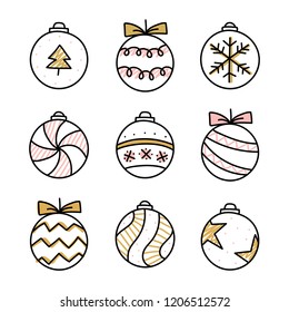 Christmas baubles drawing doodle style