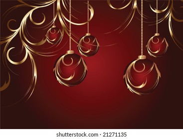 Christmas baubles with golden decorations