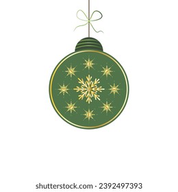 Christmas Baubles Green and Golden Decorative Happy New Year, Vector Illustration Christmas Icon