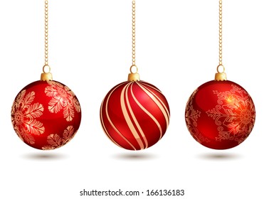 Christmas  baubles isolated on white background