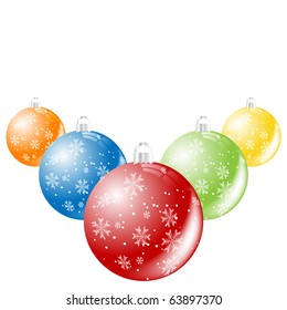 Christmas baubles isolated on white