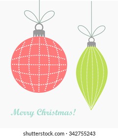 Christmas baubles ornaments background. Vector illustration
