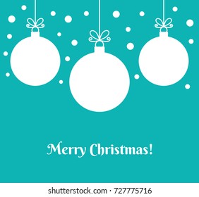 Christmas baubles ornaments on blue background. Vector illustration