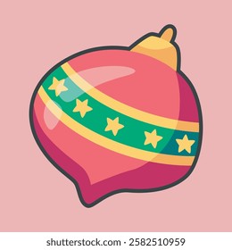 Christmas baubles with outline flat vector design.