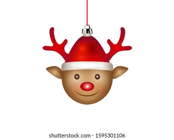Christmas baubles reindeer or deer,
for the Christmas decoration
Vector illustration isolated on white background
