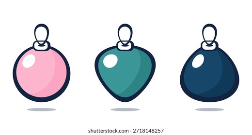 baubles de Natal definir ilustração vetorial com ornamentos brilhantes coloridos isolados no fundo branco, festivos ícones decoração feriado.	
