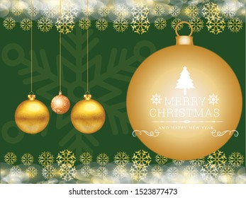 Christmas Baubles with snowflakes background