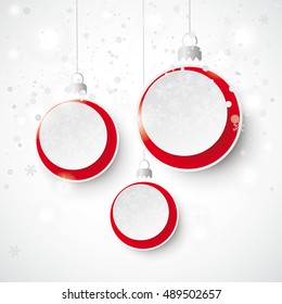 Christmas baubles with snowflakes on the white background. Eps 10 vector file.
