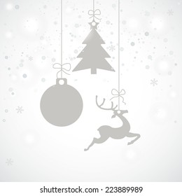 Christmas baubles with snowflakes and rentier on the white background. Eps 10 vector file.