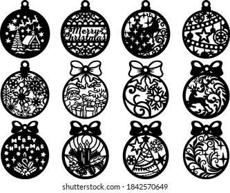 Christmas Baubles Toys Balls Ornament Template Decoration for Cutting	