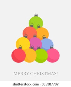 Christmas baubles tree shape. Vector illustration