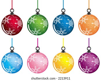 Christmas baubles, variants color, vector illustration