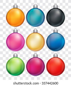 Christmas baubles in various colors.