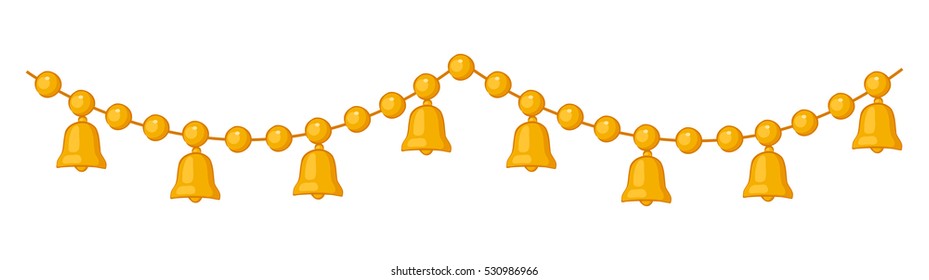 Christmas beads bells isolated on white background. Vector illustration.