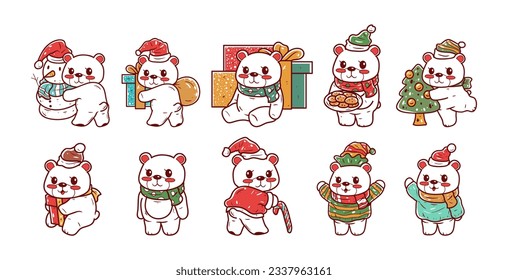 Christmas bear character hand-drawn illustration