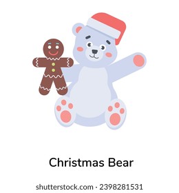 Christmas bear flat icon design 