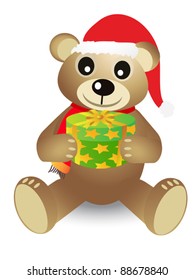 christmas bear holding gift box