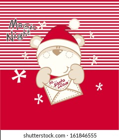 christmas bear with letter