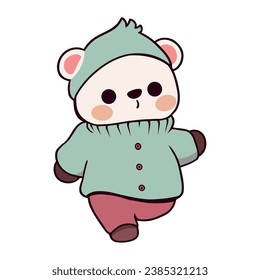 christmas bear mascot isolated illustration