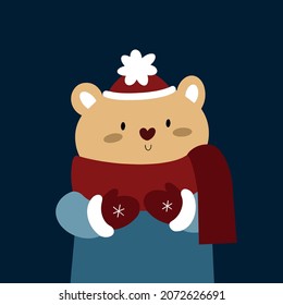 oso navideño con fondo azul