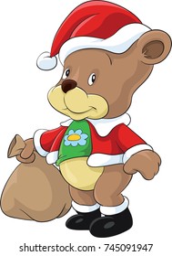 Christmas bear santa claus hat bag/teddy bear Santa Claus bag winter
