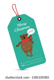 Christmas bear tag flat design