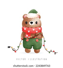 Christmas bear, Christmas vector illustration