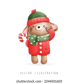 Oso de Navidad, ilustración vectorial de Navidad