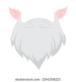 Weihnachtsbartmaske mit Elfenohren im flachen Design. Karnevalshut und Gesichtsmaske. Vektorgrafik einzeln.
